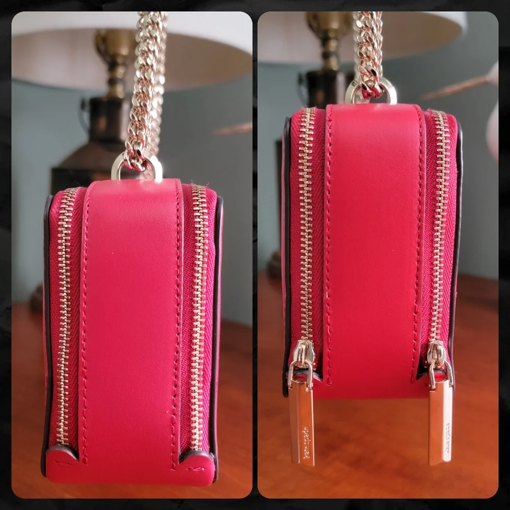 Kate Spade Izzy Red Italian Leather Chain Crossbody Bag